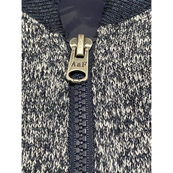 Abercrombie & Fitch Bomber Jacket Men's L Navy/Gray Quilted Zip Up Wool Blend - Picture 5 of 12